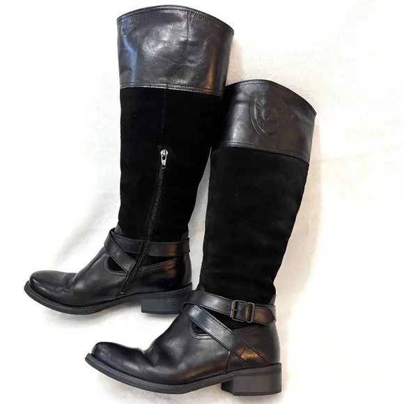 ALDO TALL BLACK SUEDE KNEE HIGH EQUESTRIAN RIDING BOOTS BUCKLE SZ 6.5 - Picture 11 of 14